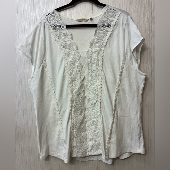 Soft Surroundings Breelyn Top Cap Sleeves 2X White Cottage core - Picture 3 of 8